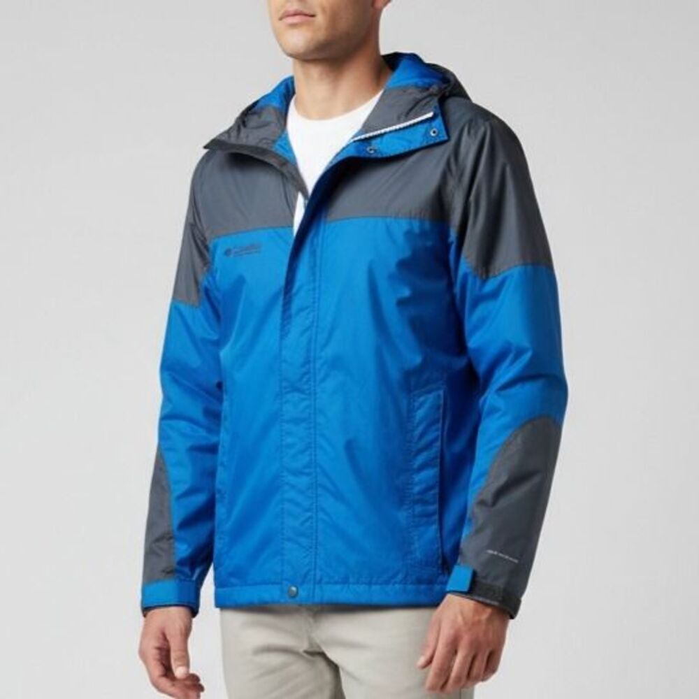 Columbia Men’s Hooded Windbreaker Jacket Blue Gray Size M